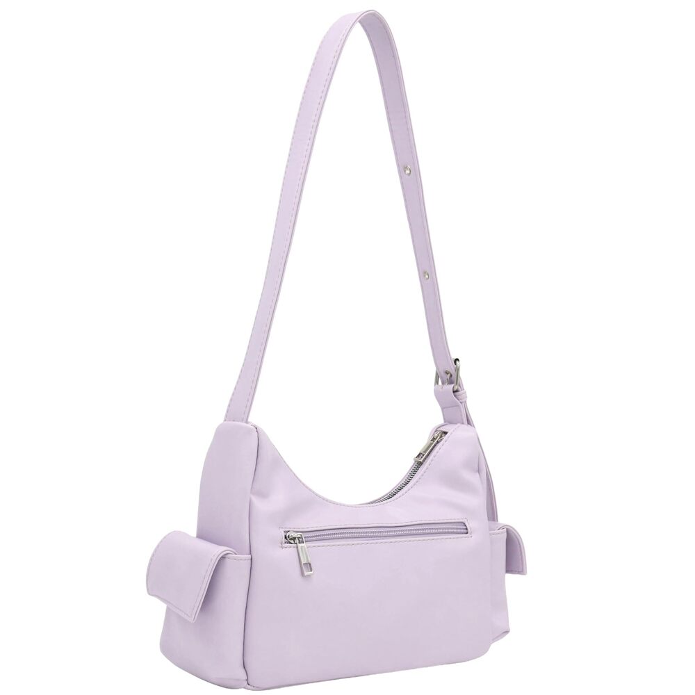 5720 PU Leather Multiple Cargo Pockets Shoulder Bag Hobo Lavender - Picture 4 of 6